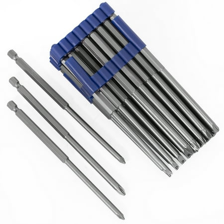 

Extra-Long Security Bit Set 1/4 inch Drive Tamper Proof Torx Star Tri Wing Pozi w/ Holder (32-Pieces)