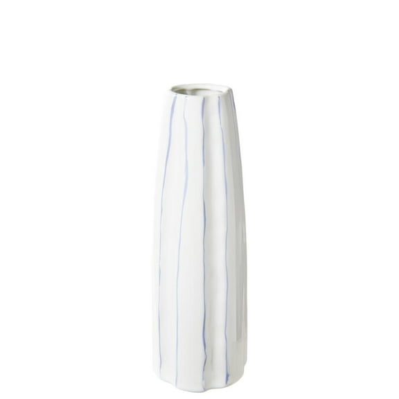 Urban Porcelain Round Vase with Crooked Pattern Design Body Finish White, Small