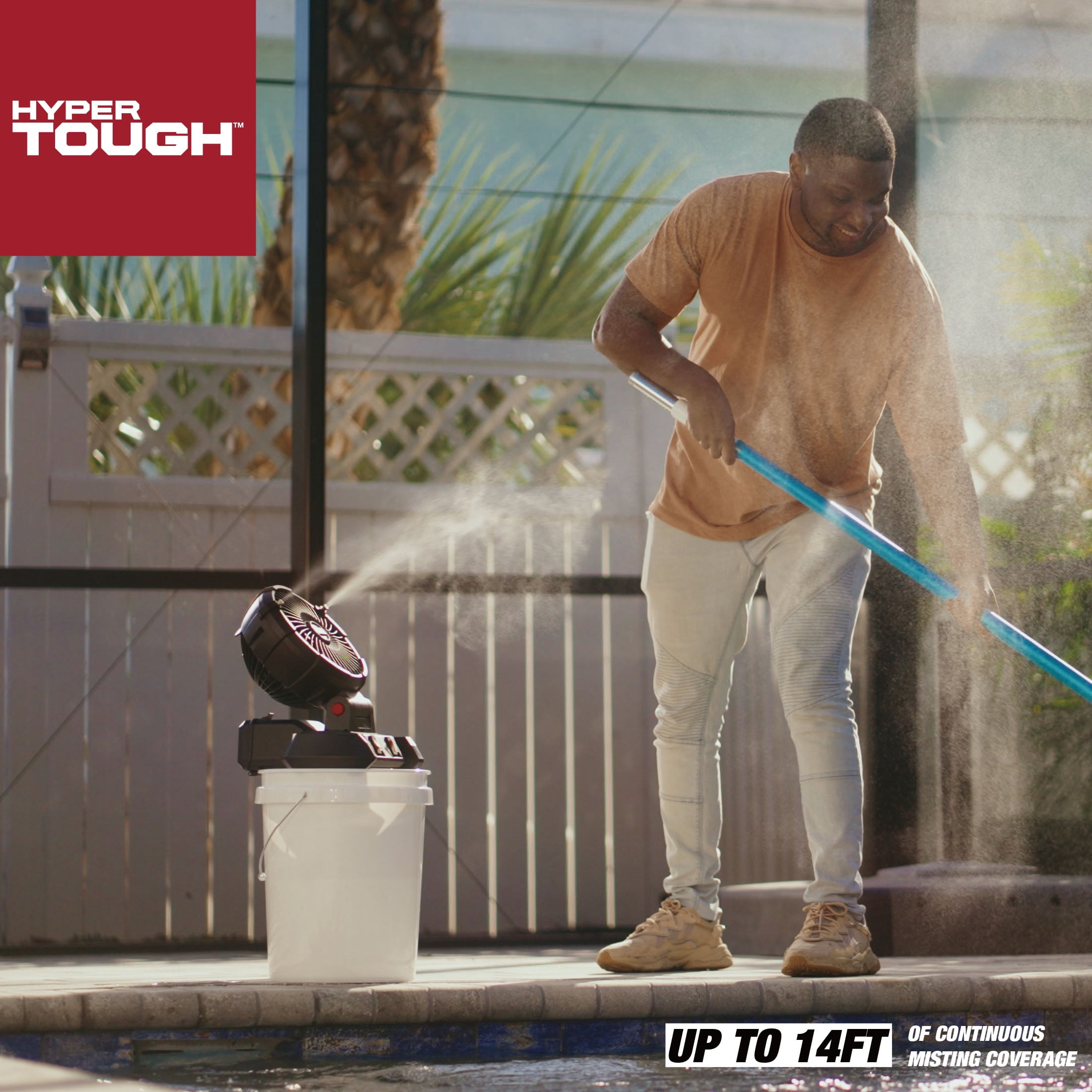 Hyper Tough 20V 7.5 in Cordless Misting Fan Kit with 2.0Ah Lithium-Ion Battery and Charger
