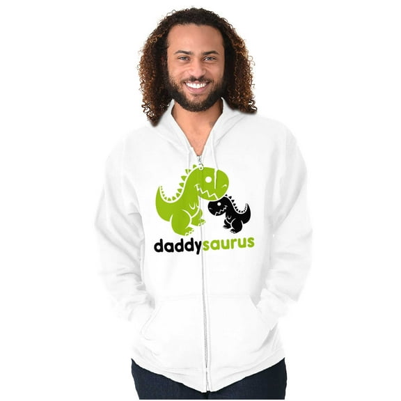 Fathers Daddysaurus Trex Dinosaur Dad Zip Hoodie Sweatshirt Men Brisco Brands S