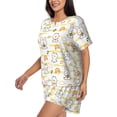 thumbnail image 2 of Fuzoiu Rabbit And Milk Tea Print Women's Short-Sleeved Pajama Set,Lounge Sleepwear Set,Womens Pajama Sets 2 Piece,Button-Up Top and Shorts with Pockets-X-Large, 2 of 7