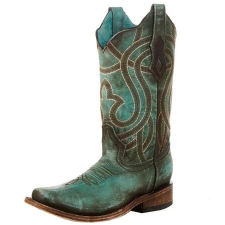 

Corral Boots Womens C3851 Women`s Corral Brown 12` Square Toe Boot 8 B Turquoise