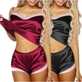 thumbnail image 2 of Your-Sty 2 Pack Satin Pajamas Set Women's Soft Sleepwear Silk Cami Shorts Set Nightwear S-XL, 2 of 3