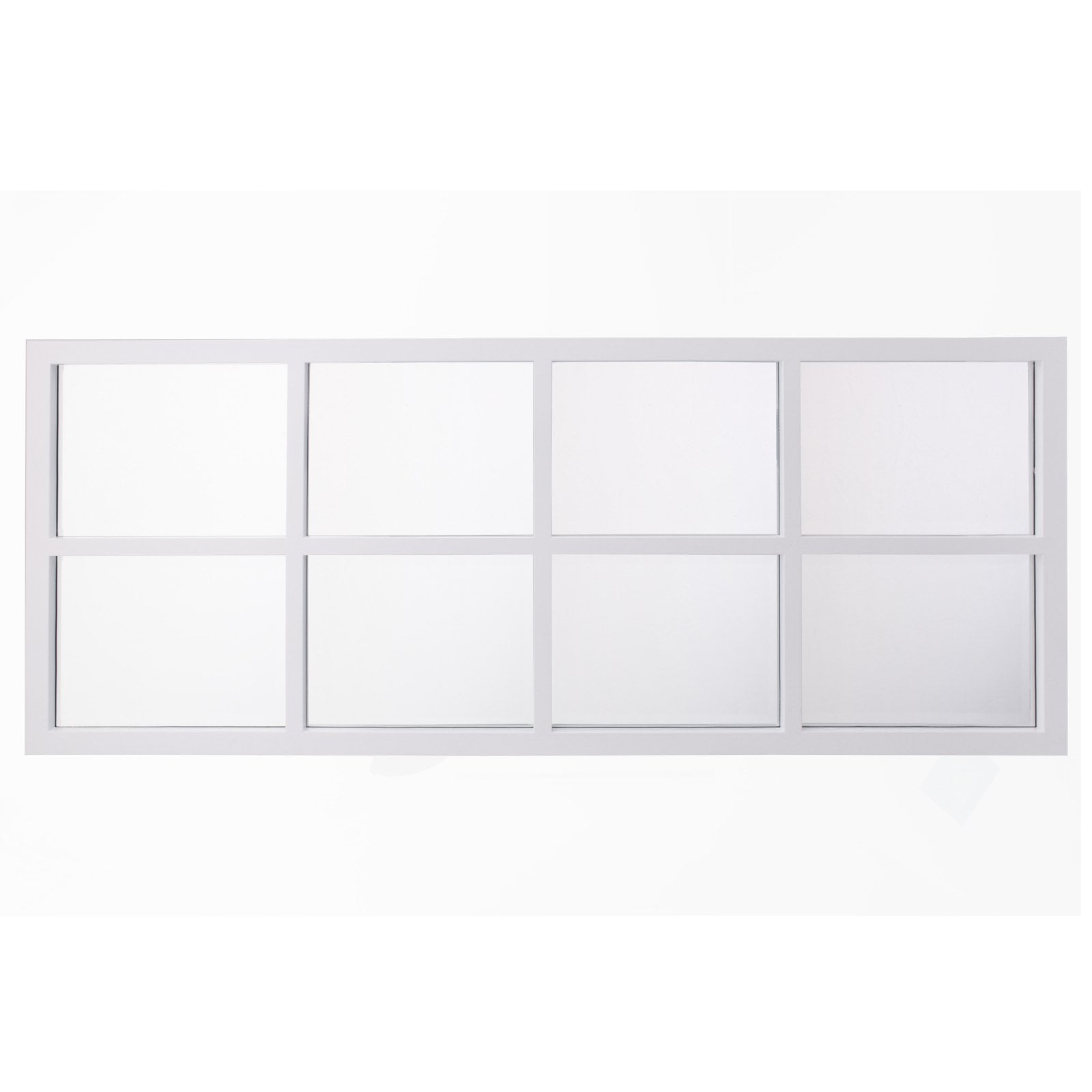 White Rectangular Windowpane Framed Wall Mirror, 17" x 42"