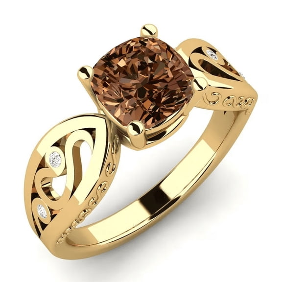 Natural Cushion Cut Smoky Brown Quartz Ring - Engagement Proposal Ring - Gift For Her