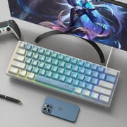MageGee Mini 60% Gaming Keyboard, RGB Backlit 61 Key Ultra-Compact Keyboard, TS91 Ergonomic Waterproof Mechanical Feeling Office Computer Keyboard for PC, MAC, PS4, Xbox ONE Gamer(White Blue)