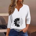 thumbnail image 5 of JULMCOMO Summer Tops for Women 2024 Button Down V-Neck Blouses 3/4 Sleeve Fashion T-Shirts Sunflower Print Casual Clearance Tops Tunic, 5 of 5