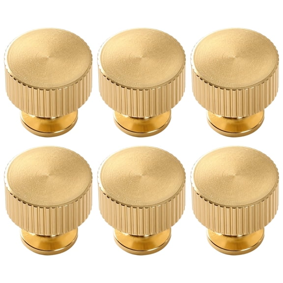 6 Pack Brushed Gold Cabinet Knobs - 1.1" Modern Aluminum Drawer Pulls with Screws, Lightweight Knobs for Cabinet |Single Hole Invisible Design for Kitchen & Furniture