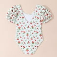 thumbnail image 5 of DAETIROS Girls One Piece Swimsuit with Puff Sleeves, White Cherry Print Quick Dry Bathing Suit for Kids 6-12 Years,Size 9-10T, 5 of 7