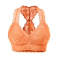 thumbnail image 2 of URBAN DAIZY Women's Seamless Lace Bra Racerback Padded Sexy Floral Mesh Bralette Crop Top Removable Pads Breathable Bustier A11_6324 Peach 2XL, 2 of 7