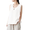 thumbnail image 4 of ZANZEA Women O-Neck Sleeveless Tank Tops Vintage Cotton Vest Blouse, 4 of 4