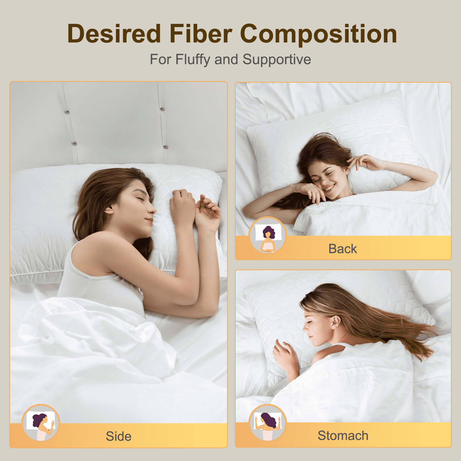 Bed Pillows Queen Size Set of 2, Hotel Gusseted Pillows for Sleeping, Alternative to Down Pillows, Soft Supportive & Fluffy Pillows for Back, Stomach or Side Sleepers