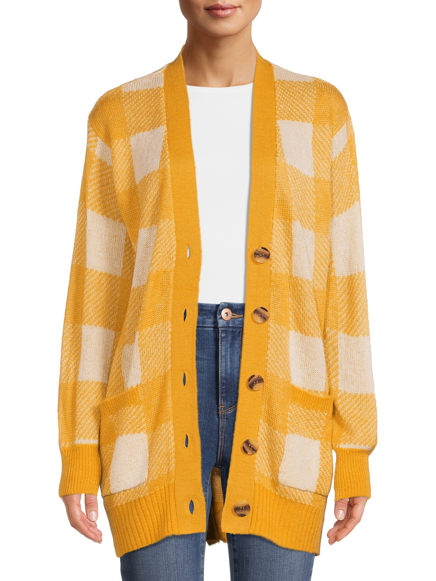 Heart N Crush Women's Plaid Cardigan Sweater, Size: Medium, Multicolor