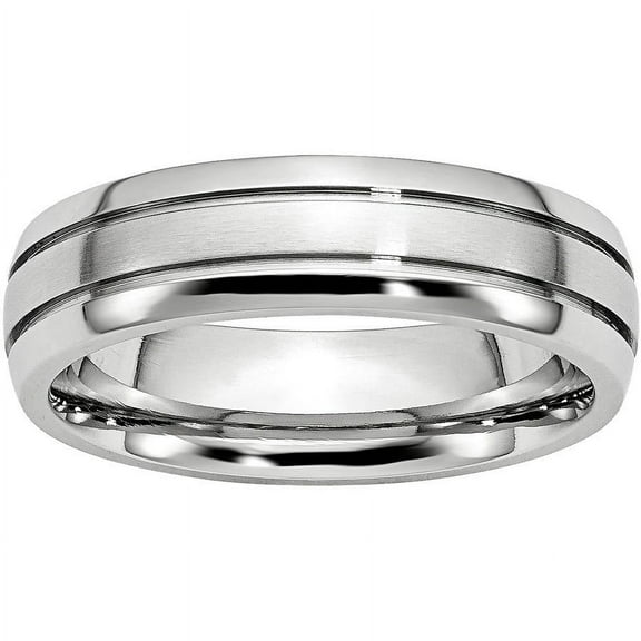 Primal Steel Cobalt Polished and Satin Grooved 6mm Band
