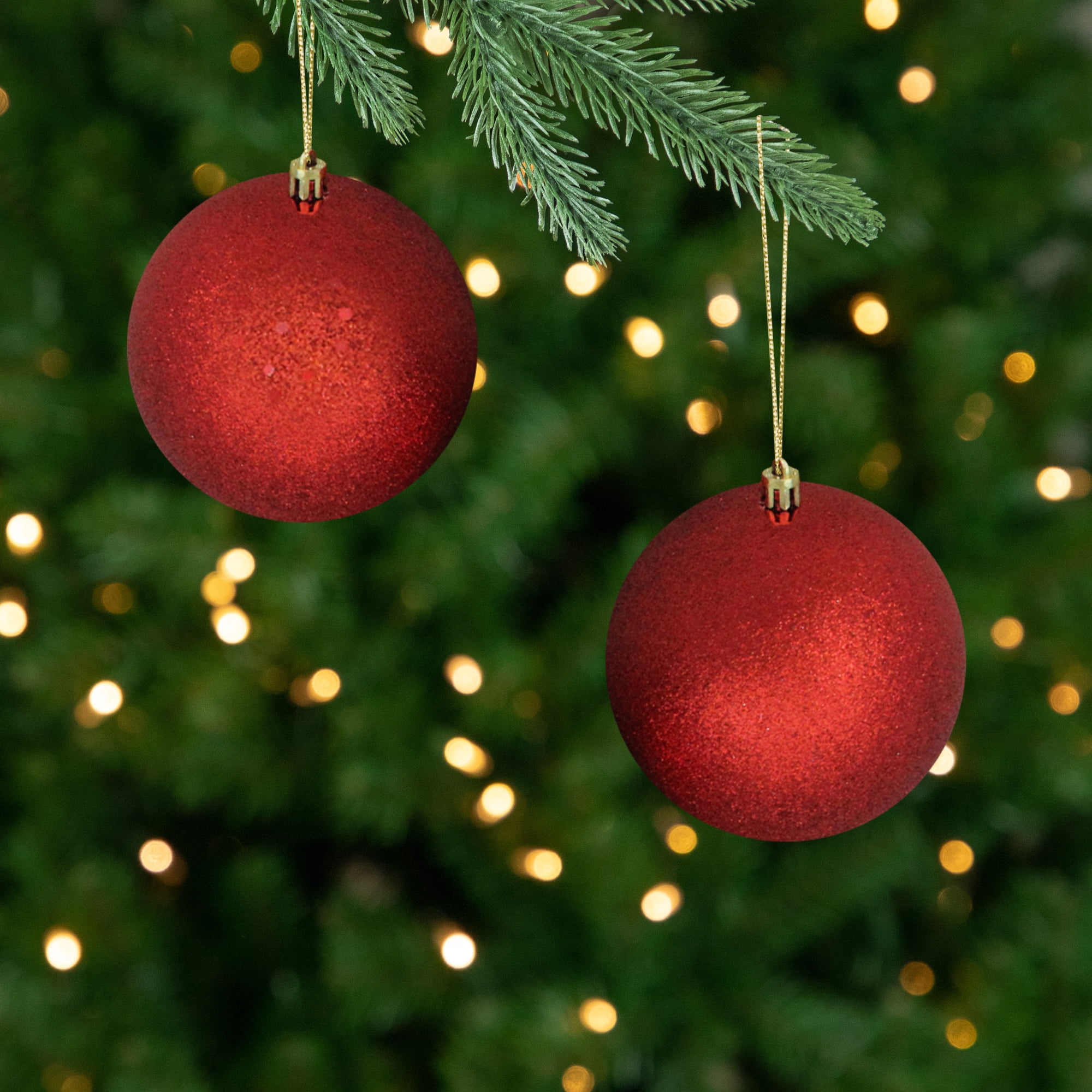 Northlight 12ct Shatterproof 4-Finish Christmas Ball Ornament Set 4" - Red