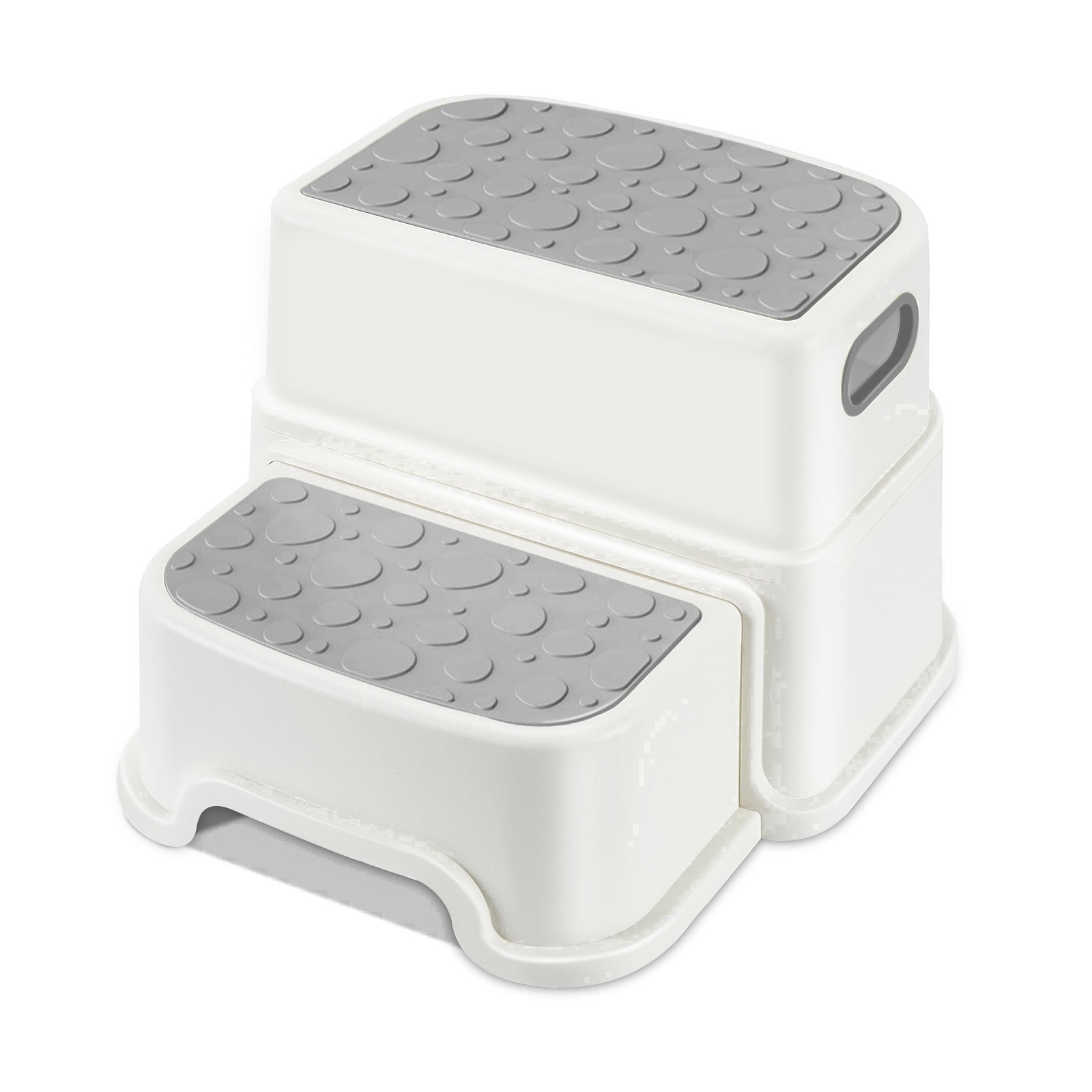 IMAGE 2 Step Stool Anti-Slip with Handles for Kids Toddler Potty Training Bathroom Kitchen, Gray