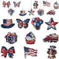 4th of July Hanging Decor, Wooden Red White Blue Cat Tree Ornament Set ...