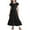 Black, variant on Girls Summer Dress Pleated Short Sleeve Round Neck Loose Casual Flowy Layered Extra Long Dress With Pockets Kids Dress for Party School Daily Wear
