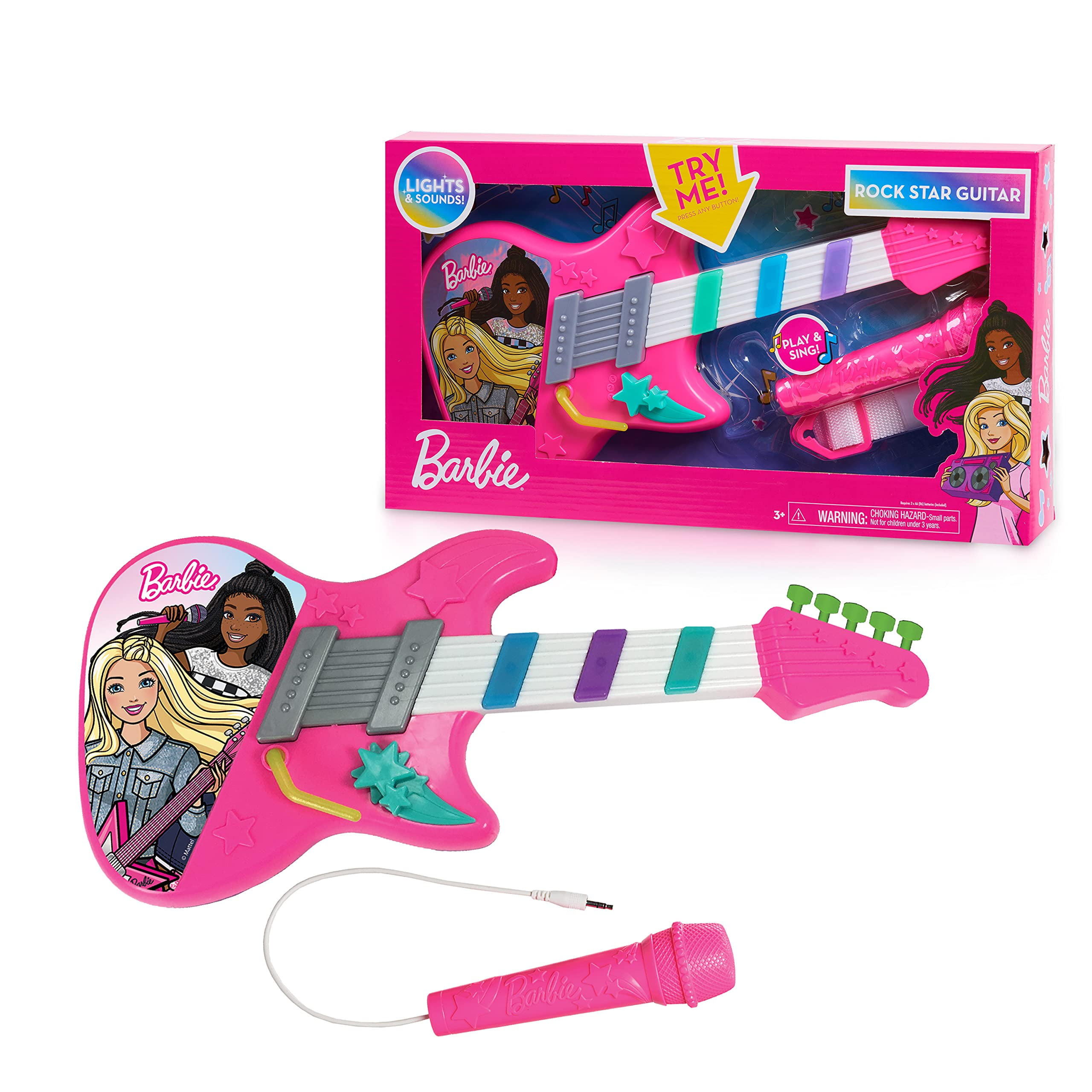 Guitarra de juguete Barbie Rock Star con luces sonidos y microfono Barbie Just Play Walmart en linea
