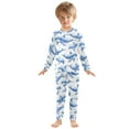 thumbnail image 3 of joogoo Cartoon Whales 2 Piece Long Sleeve Tee and Pants Cotton Pajama Set 5Y, 3 of 7