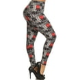 thumbnail image 2 of Plus Size Puzzle/plaid Print, Full Length Leggings In A Slim Fitting Style With A Banded High Waist Multi, 2 of 4