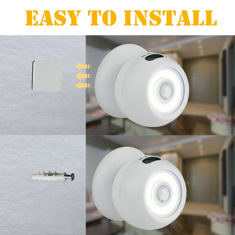 Motion Sensor Lights, 2Pack 360° Motion Activated LED Light Battery Powered  Wall Safe Lights