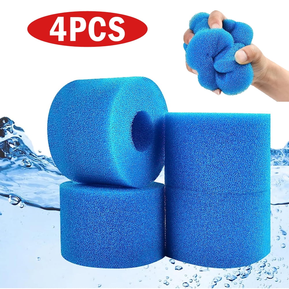 4 Pack Swimming Pool Filter Foam Cartridge, Reusable Washable Filter