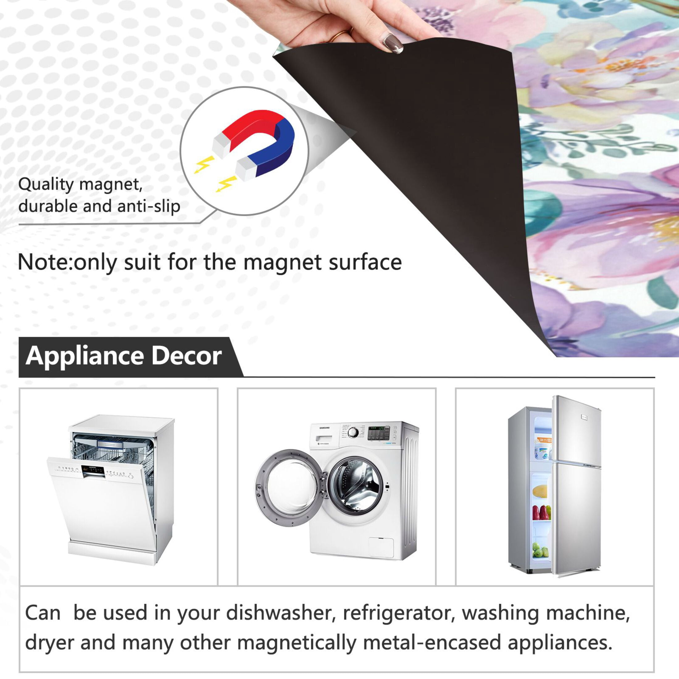 Dishwasher Magnetic Refrigerator Magnet Cover Sticker Home Decorative 23"x26" Watercolor Butterflies Pattern