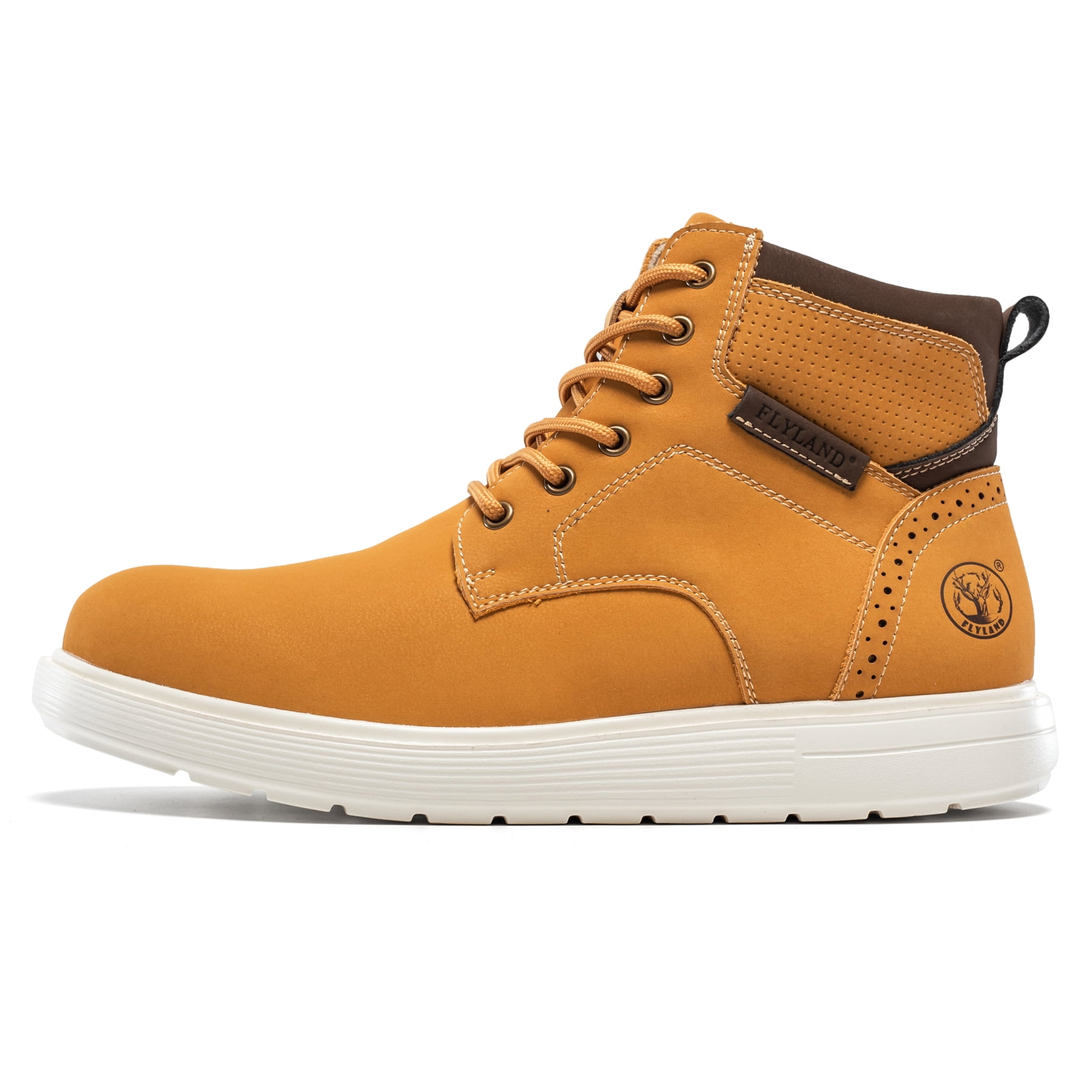 Flyland Men Chukka Boots Hand-Stitching Casual Leather 
