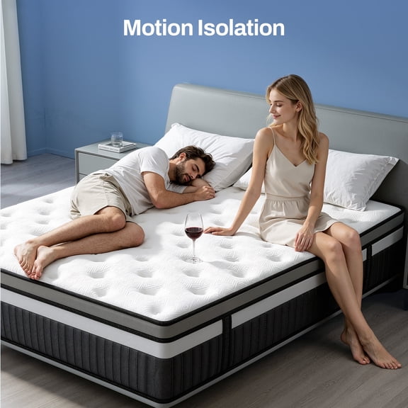 Queen Mattress In a Box, 14 Inch Queen Mattress With Memory Foam and Hybrid Pocket Spring Support, Medium Comfort Mattress Queen Size, Cooling Sleep Surface, Motion Isolation, Durable Support