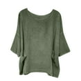 thumbnail image 2 of pstuiky Spring Tops for Women Cotton and Linen Solid Color V-Neck Linen Tops for Women Summer Leisure Loose Fit Short Sleeve Tie Front Outfits Clothes Army Green S, 2 of 8