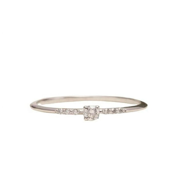 HeartsAndYou Petite Solitaire with Accents Ring 1ct Round Cut Moissanite 18k White Gold Over Silver