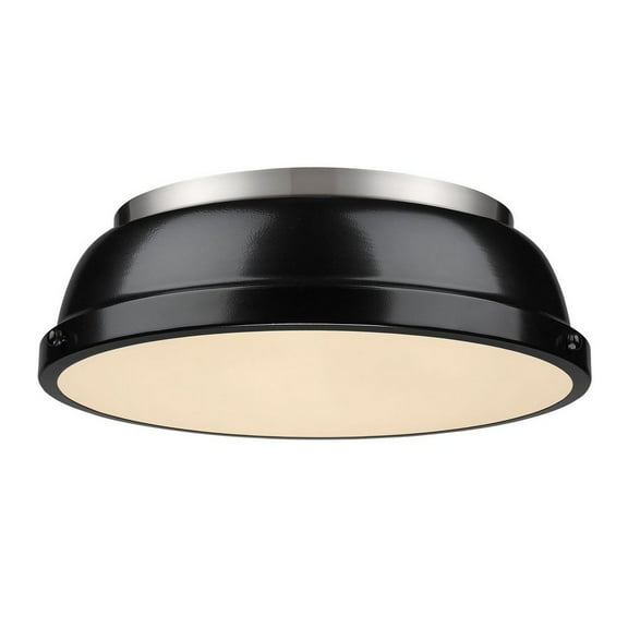 2 Light Flush Mount in Classic Style 4.25 inches High By 14 inches Wide-Pewter Finish-Black  Shade Color Bailey Street Home 170-Bel-4159408