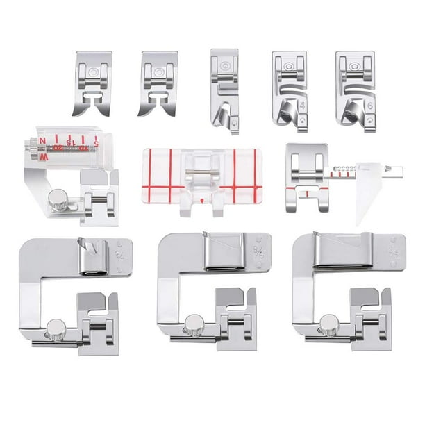 11 PCS Sewing Machine Presser Set Including Wide/Narrow Foot/Bias  Binder/Border Guide/Straight Stitch/Adjustable Guide Foot 