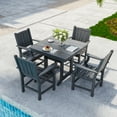 thumbnail image 3 of Ensemble de Salle à Manger d'Extérieur en Plastique HDPE Gris de 5 Pcs pour Patio avec Fauteuils, 3 of 7