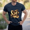 thumbnail image 2 of NAMTYQX Shirts for Men Boho Plus Size Baggy Short Sleeve Soft Elasticated Patterns Crew Neck Lightweight Casual T Shirts for Man Navy Size XL, 2 of 5