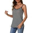 thumbnail image 4 of INSPIRE CHIC Women's Summer Striped Tank Top Casual V Neck Spaghetti Strap Cami Blouse XS Black White, 4 of 6