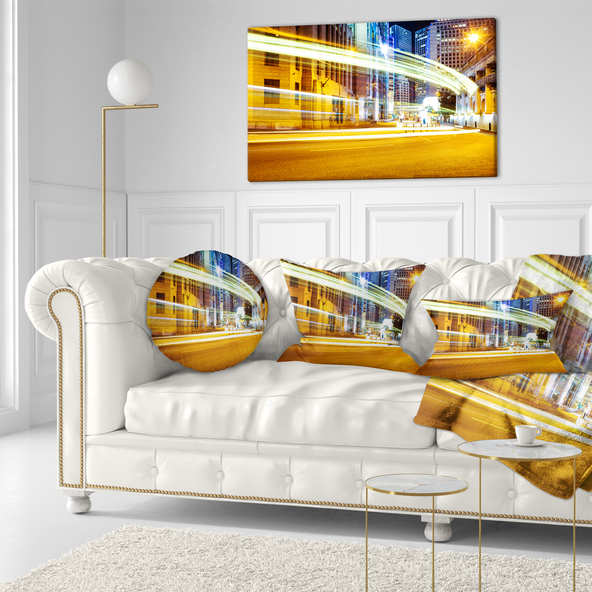 Designart Blur Motion Traffic Trail in Modern City - Throw Pillow - 12x20