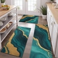 thumbnail image 2 of Teal Marble Gold Line Pattern Kitchen Rugs Sets Of 3,Kitchen Runner Rugs Non Skid Washable,Decorative Kitchen Floor Mats for Kitchen,Sink,Laundry,17"x30"+ 17"x47" + 17"x59", 2 of 6