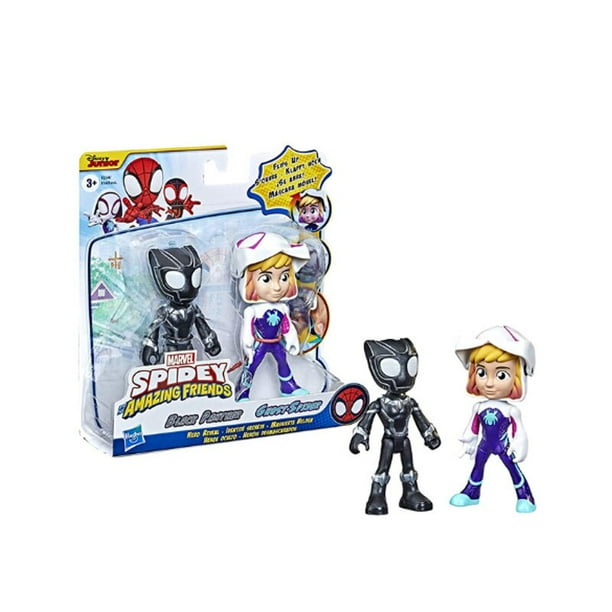 Hasbro Marvel Spidey and His Amazing Friends Action Figure Spiderman Miles Morales Kids Toys Car Ghost-spider Black Pather 4inch Gong Bohan LED