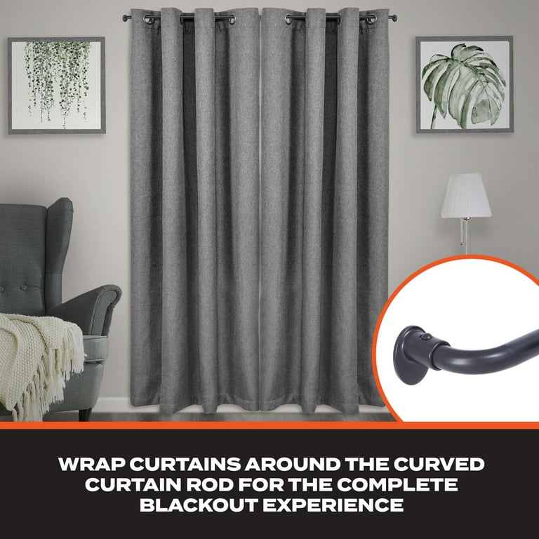 Wraparound Blackout Curtain Rod, 28-48 Inches, Black photo 8