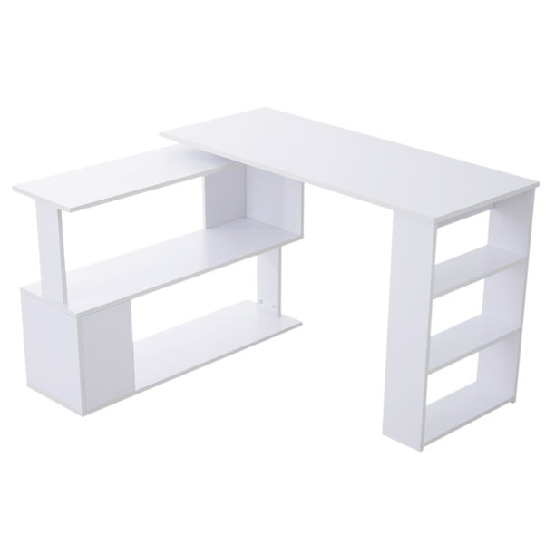 Homcom 360 Rotating Home Office Corner Desk And Storage Shelf