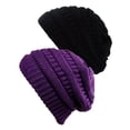 thumbnail image 1 of Bonnet Tricoté pour Femmes (Lot de 2) - Noir/violet Profond, 1 of 1