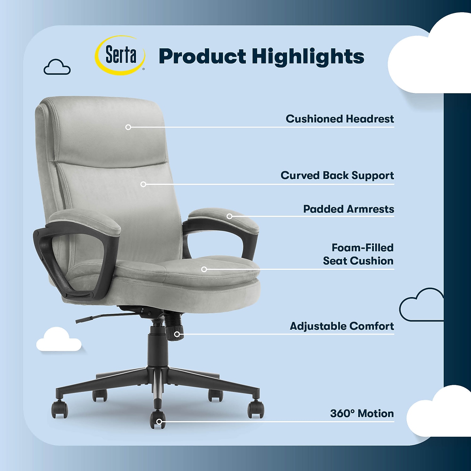 Serta Comfort Ergo Executive Office Chair Ergonomic with Cognac Bonded Leather