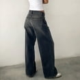 thumbnail image 4 of ADSSDQ Women Y2k Low Rise Baggy Jeans Loose Fit Boyfriend Straight Wide Leg Jeans Trendy Stretch Long Denim Pants with Pockets Light Gray S, 4 of 4
