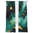 thumbnail image 2 of Aqua Green Gold Marble Sheer Curtains 84 Inches Long 2 Panels Bronzing Watercolor Modern Abstract Art Light Filtering Semi Sheer Window Curtains Drapes for Bedroom Living Room 52"x84", 2 of 7