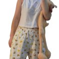 thumbnail image 2 of Pantalones de dormir ANGGREK para mujer de Seda de leche patrón de oso de dibujos animados, 2 of 8