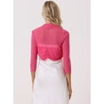 thumbnail image 4 of Unique Bargains Women's Semi Sheer Elegant 3/4 Sleeves Cardigan Bolero Shrugs XS Rose Red, 4 of 4