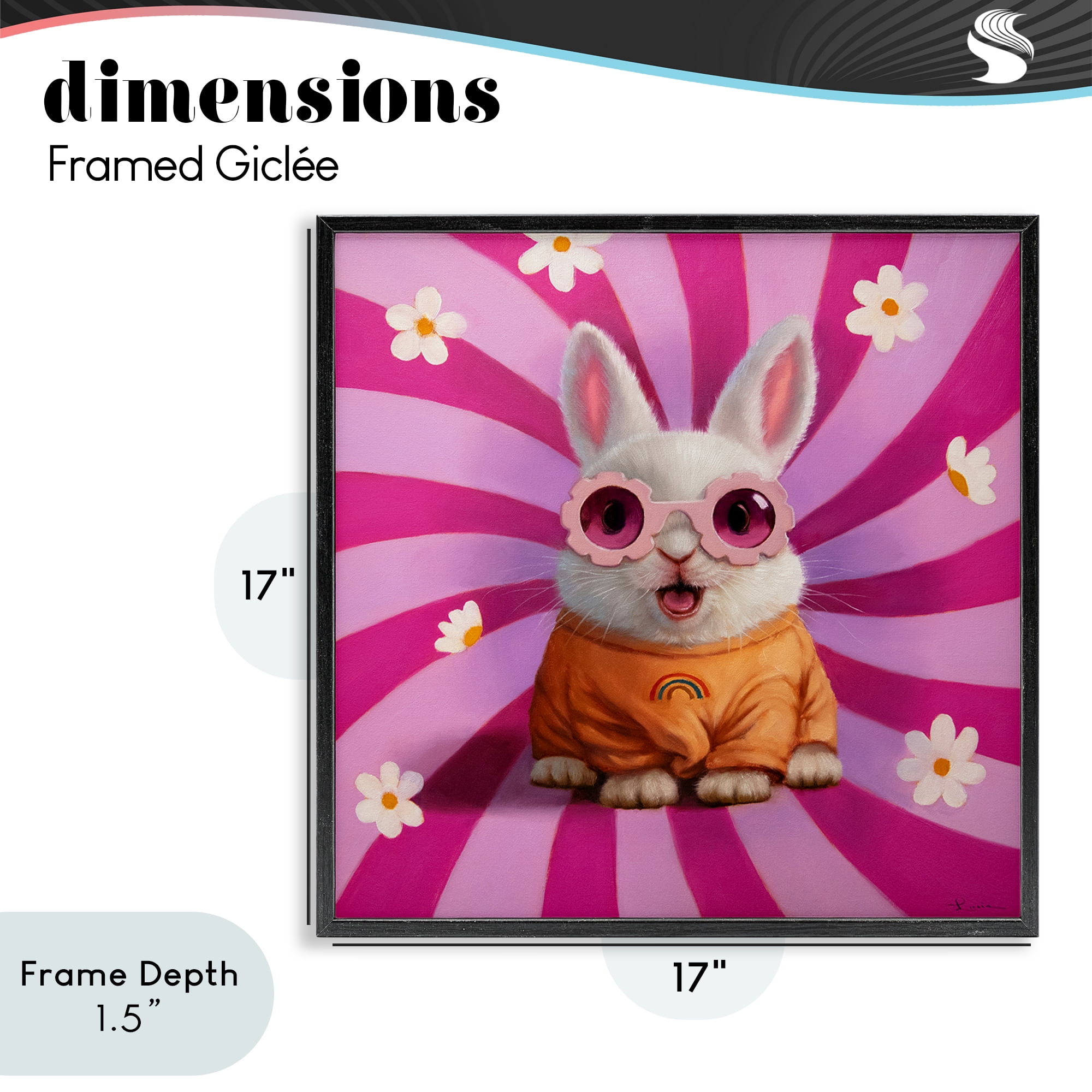 Stupell Industries Good Vibes Only Rabbit Black Framed Giclee Art, design by Lucia Heffernan