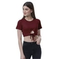 thumbnail image 1 of Moomaya Haut Court Noué devant pour Femmes Manches Courtes Col Rond Tee-Shirt Noué, 1 of 7